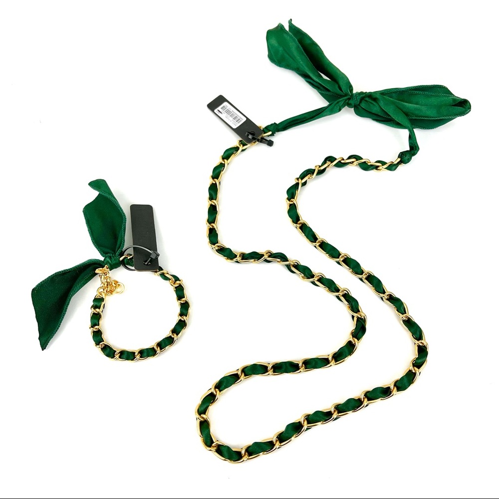 J. Crew Ribbon Fabric Chain Necklace & Bracelet